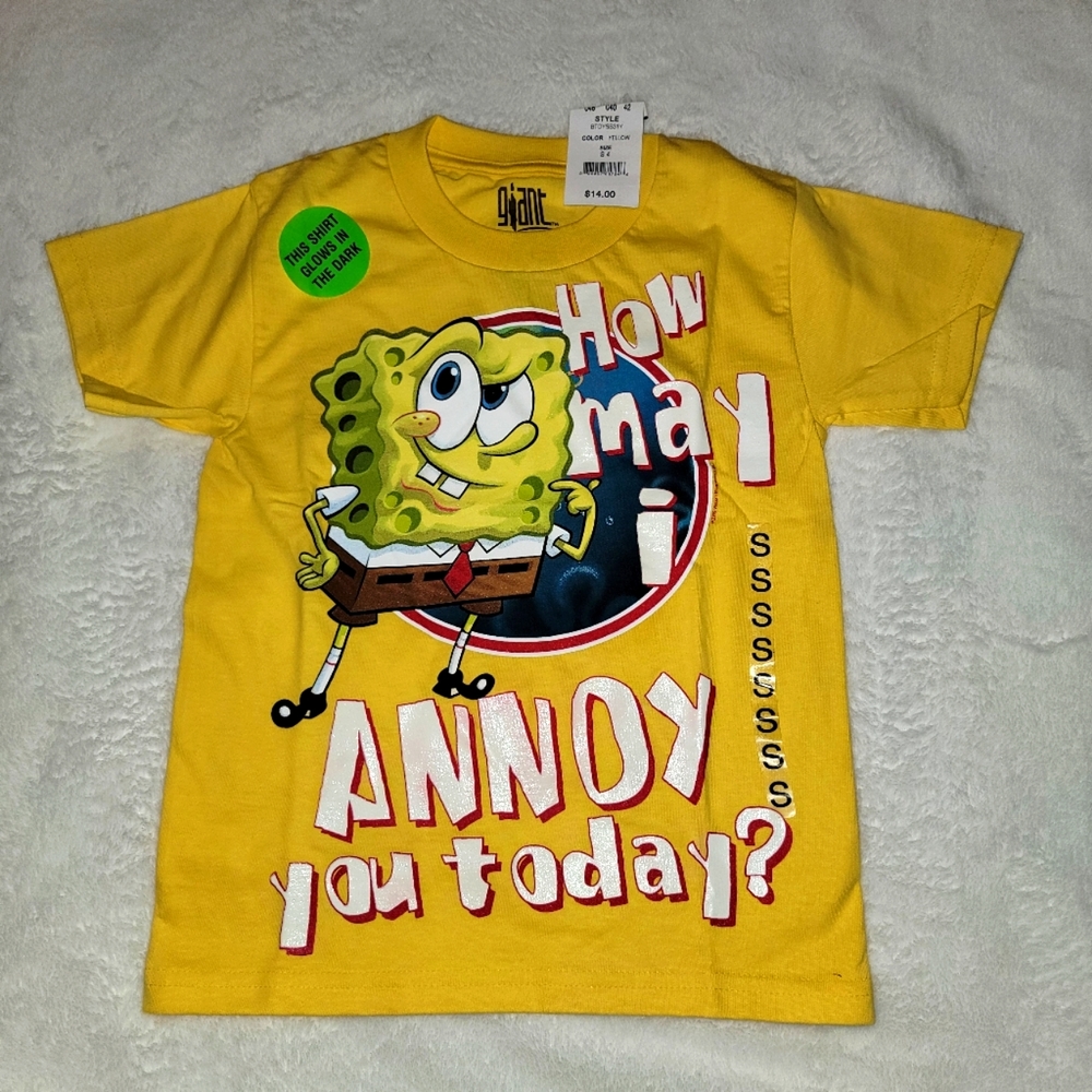 Boys SpongeBob Short Sleeve Shirt Size XS 4 NWT
